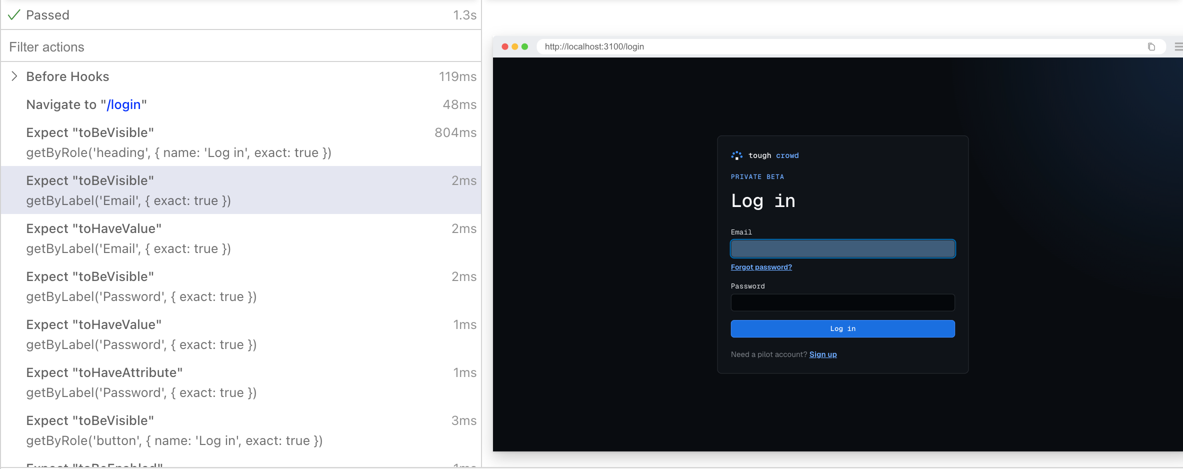 Empty login form test in Playwright